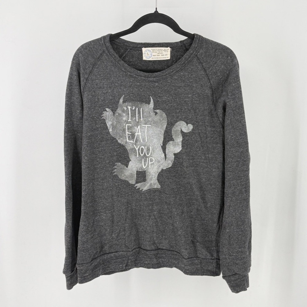 Out of‎ Print Where the Wild Things Are Sweatshirt Grey Ill Eat You Up Large